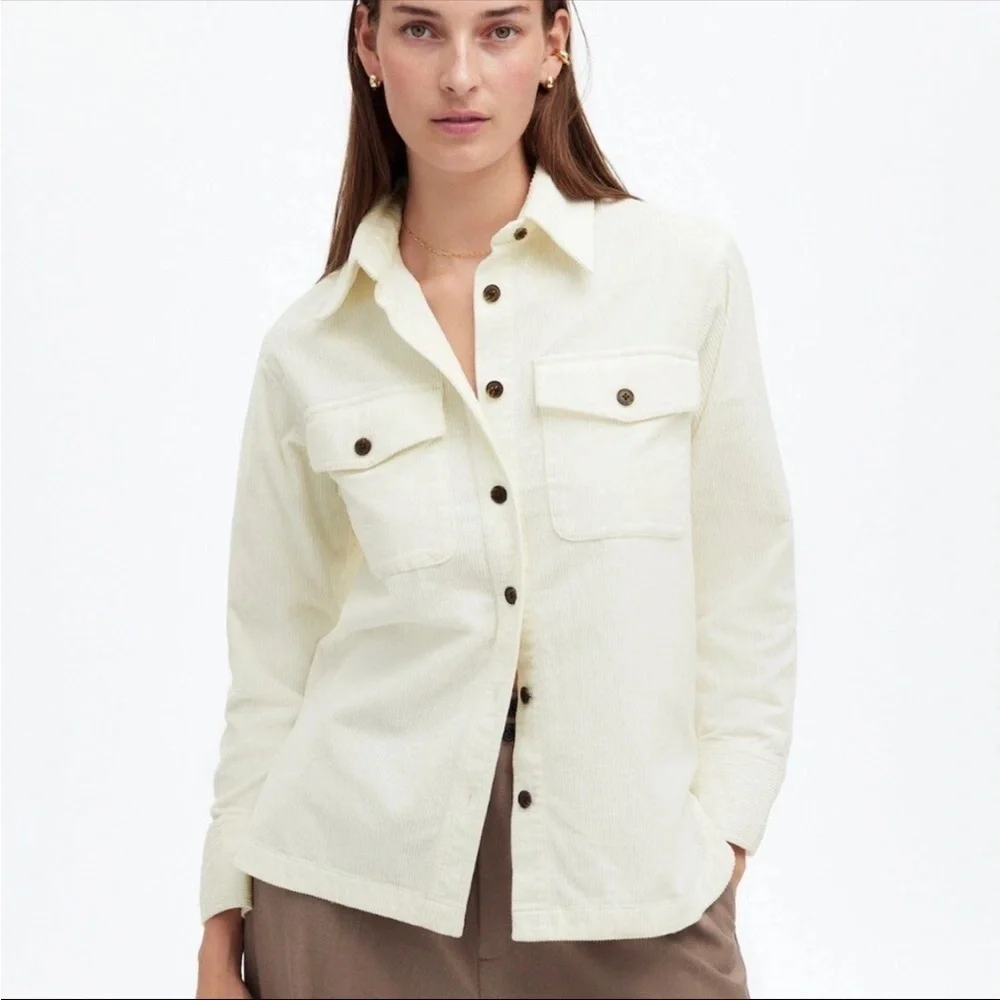 Madewell Corduroy Relaxed Shirt-Jacket Women's XL Winter White Ivory